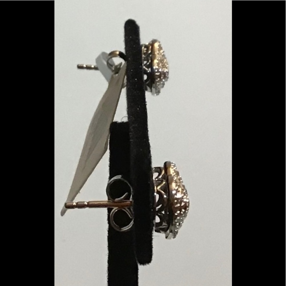 Sterling Silver (925) Diamond Heart Stud Earrings - Picture 2 of 5